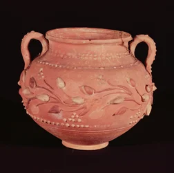 Bowl, with slip decoration, found at Coptos, Upper Egypt